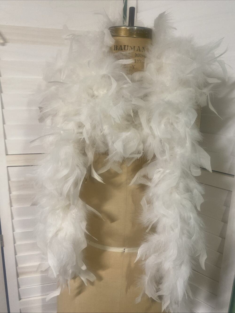 White Marabou Fluffy Boa Feather Trim Scarf Wrap 78” Long Costume Halloween Fun